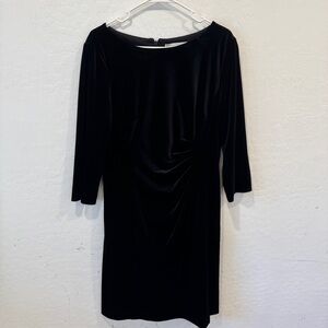 Preston & York Black Velvet Dress Womens 10 Long Sleeve Gathered Cocktail Witchy